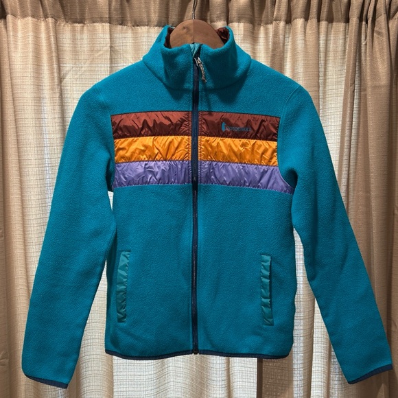 Cotopaxi Women’s Teal Fleece Jacket with Multicolor Stripes - Picture 1 of 7